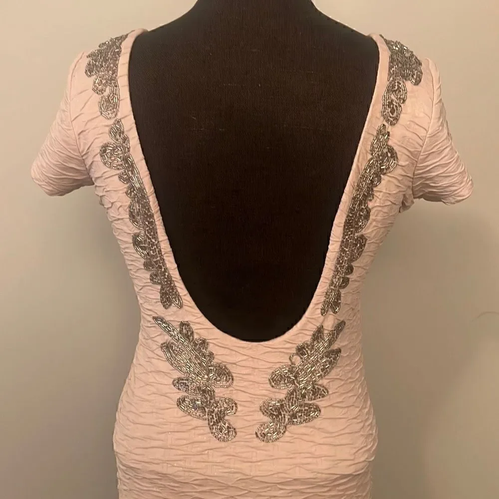 Free People Bringing Sexy Back Women's Cream Beaded Open Back Dress - Picture 4 of 9